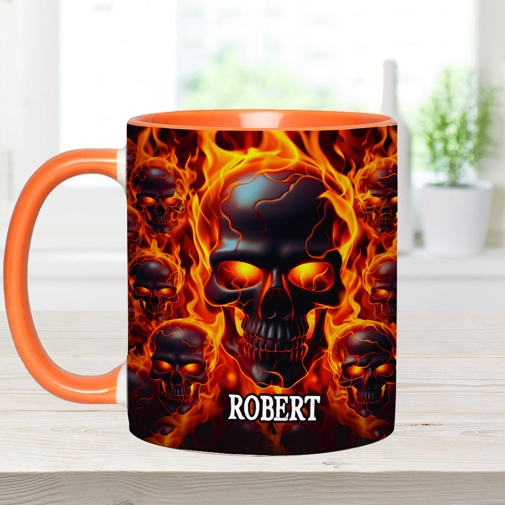 Mug personnalisé « Crâne fondu en feu » - Tête de mort fondue