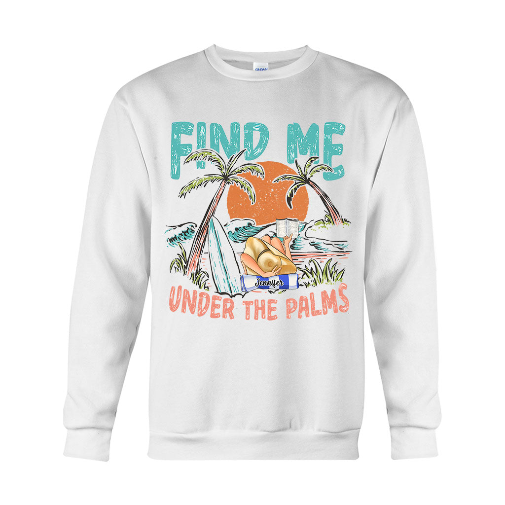 Retrouve-moi sous les palmiers, fille qui lit - T-shirt et sweat à capuche personnalisés « Amoureuse de la mer »