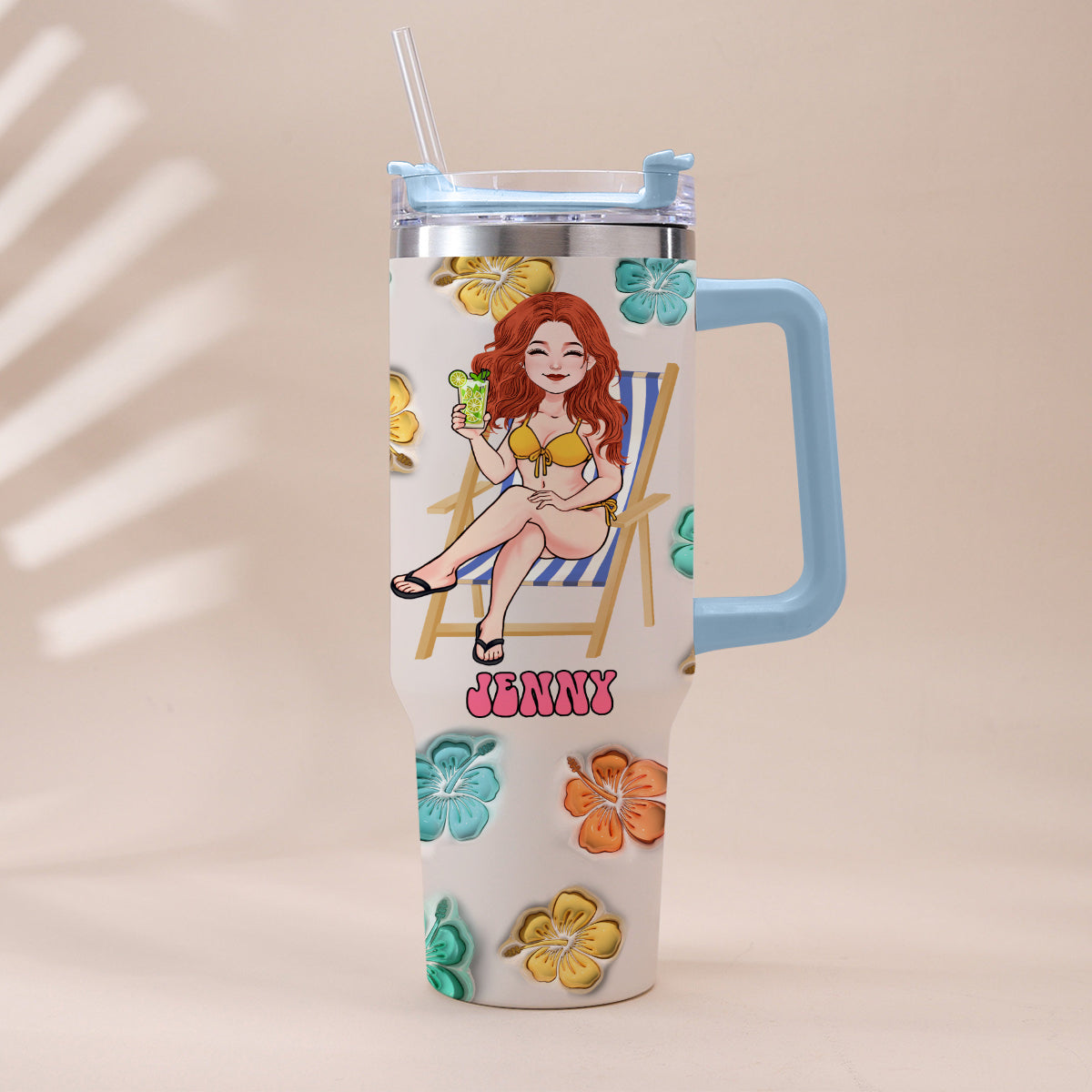 Ambiance estivale - Gobelet personnalisé pour amoureux de la mer avec anse