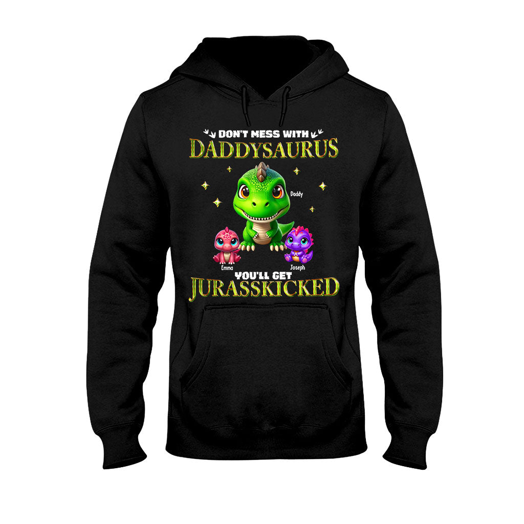 T-shirt et sweat à capuche personnalisés « Papa-Papa » avec dinosaures 3D « Papa-Papa » et « Grand-Papa-Papa ».