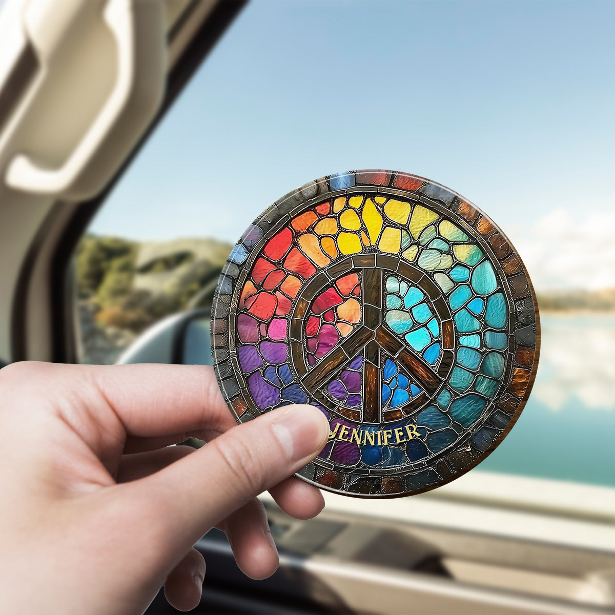 Hippie Soul - Clip de pare-soleil de voiture personnalisé en forme de hippie