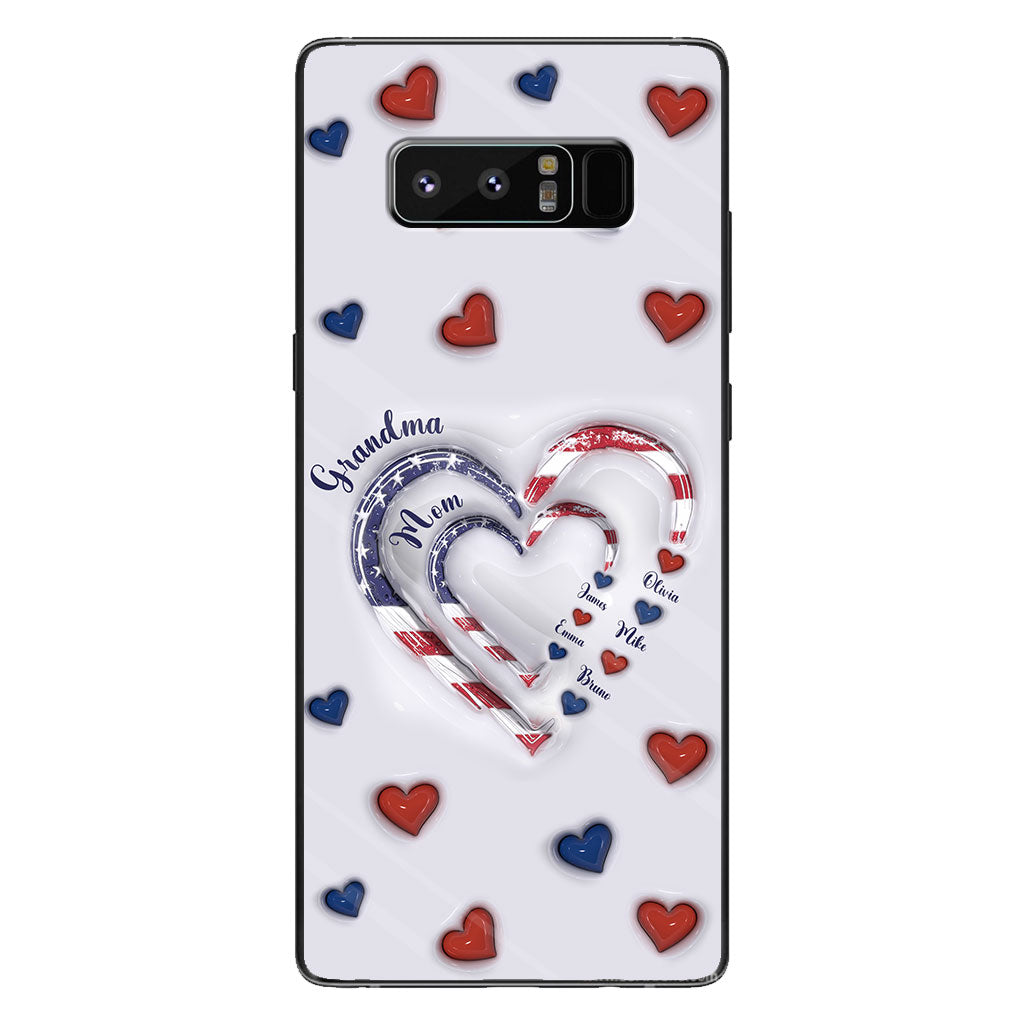 Coque de téléphone personnalisée « Cœurs de grand-mère » pour le 4 juillet