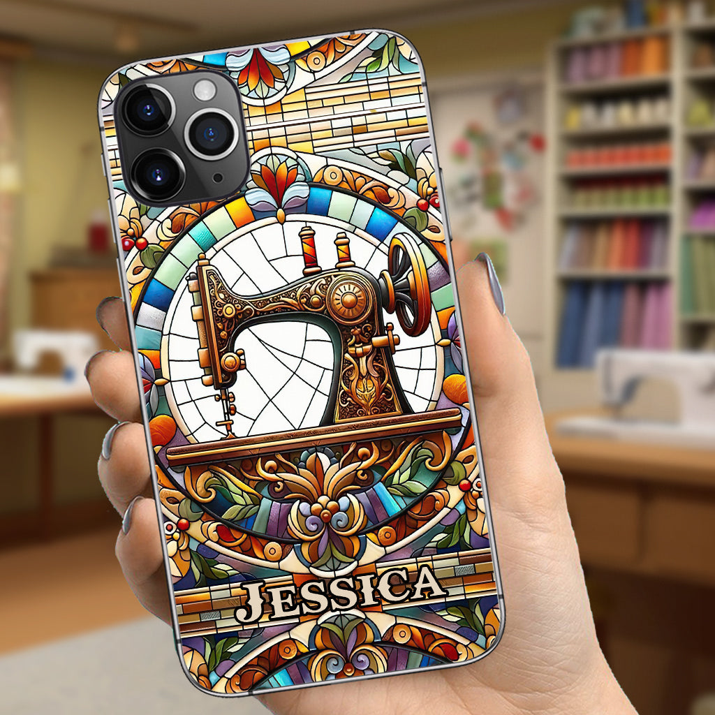 Machine à coudre colorée - Étui de téléphone personnalisé à la machine à coudre