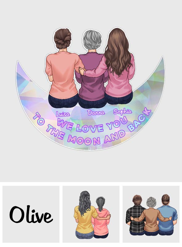 Je t'aime jusqu'à la lune et retour - Autocollant attrape-soleil personnalisé pour maman