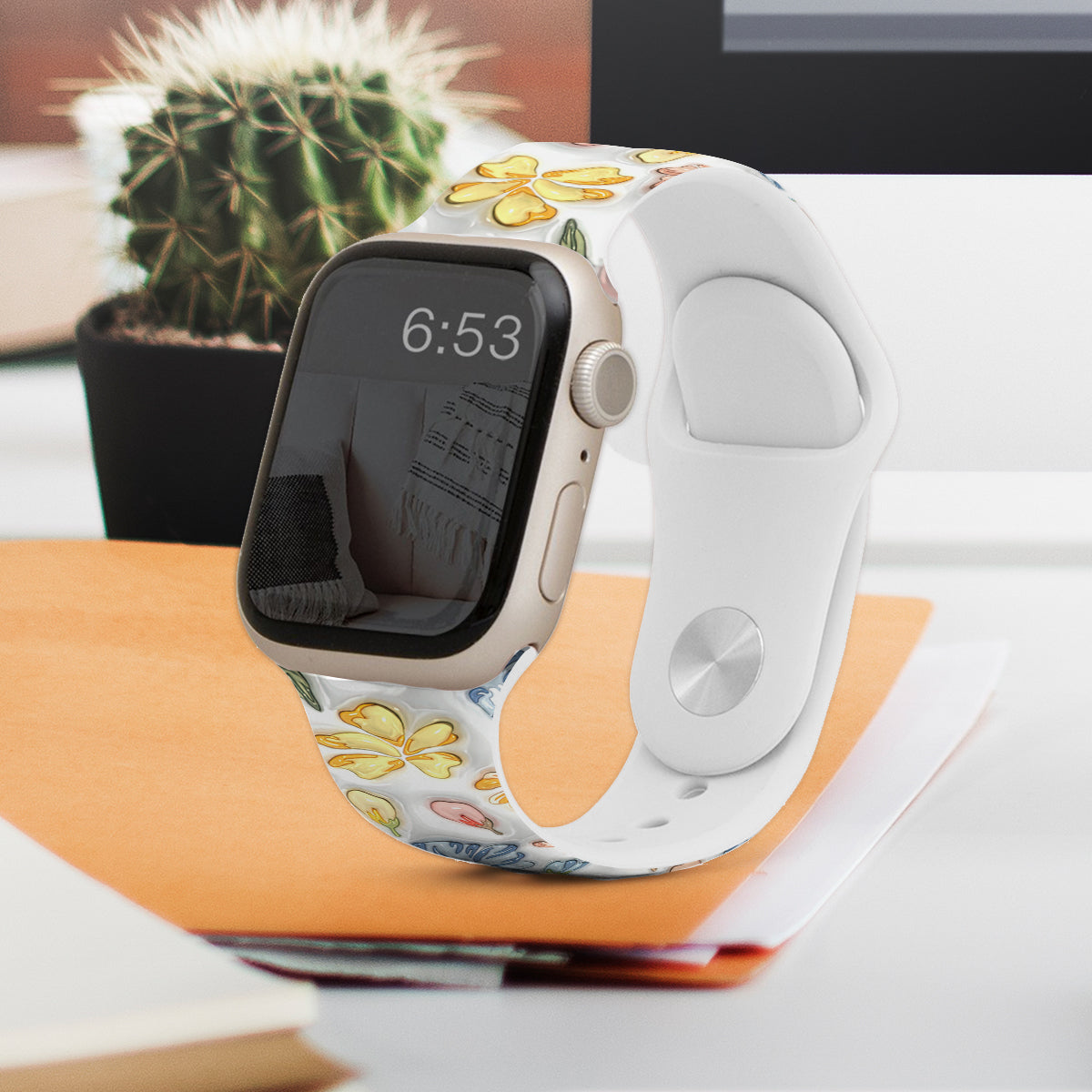 Bracelet Apple Watch à motif floral bouffant - Bracelet Apple Watch personnalisé