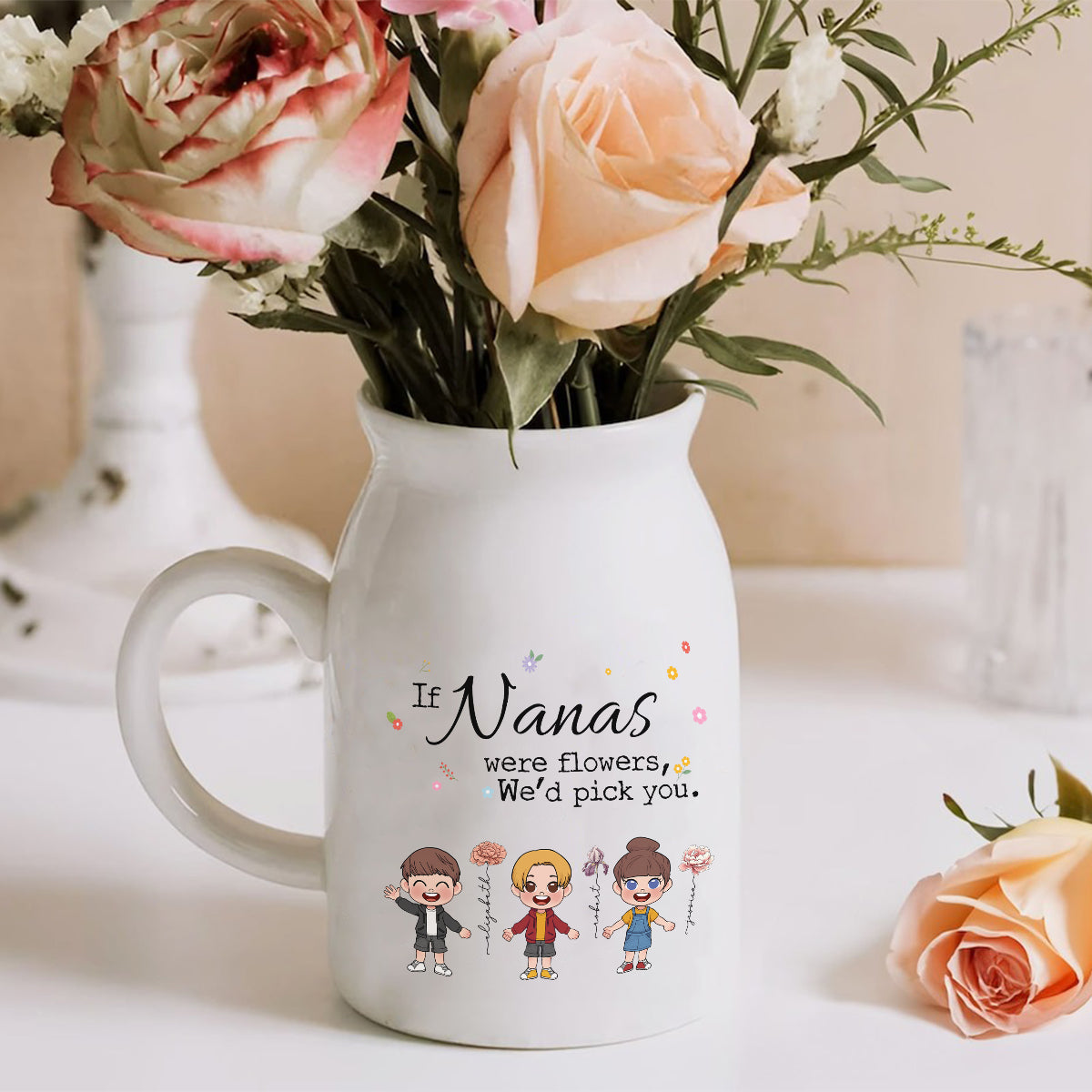 Si Mamie était une fleur - Vase à fleurs en céramique personnalisé pour grand-mère