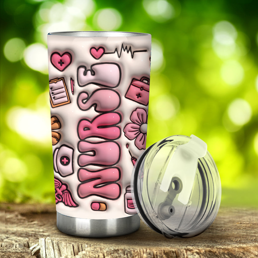 Gobelet personnalisé pour infirmière, style floral rose, « Infirmière CNA » -