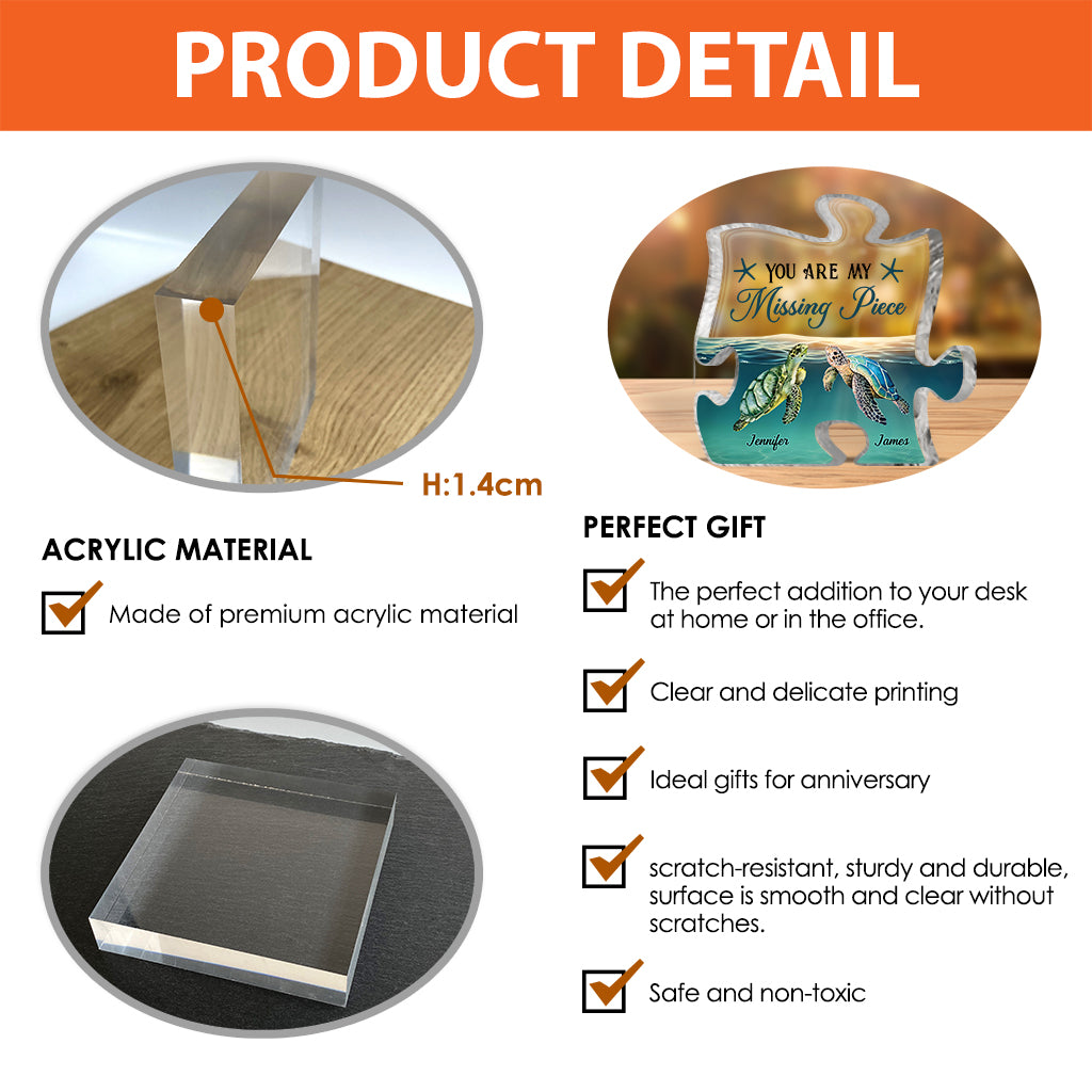 Tu es la pièce manquante de mon puzzle - Plaque acrylique personnalisée pour couple, forme sur mesure