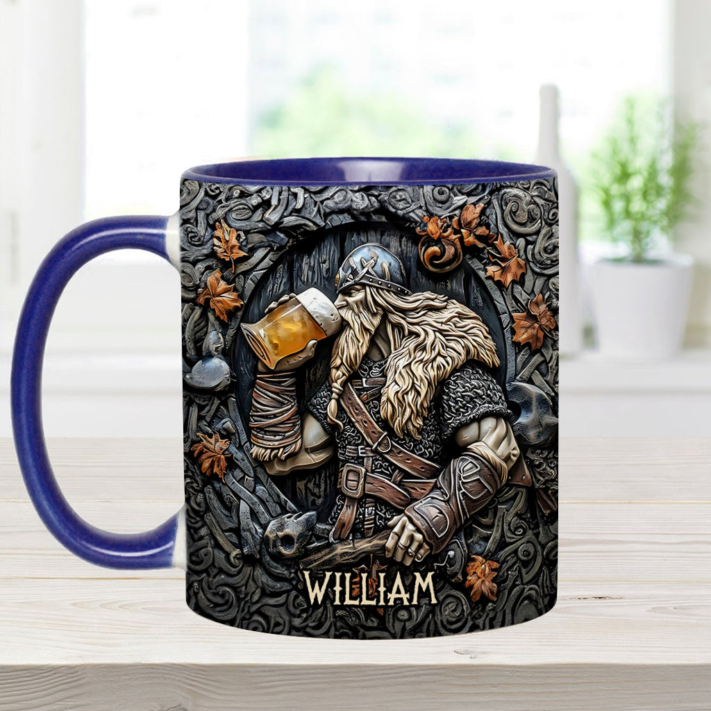 Légende des guerriers vikings buvant du whisky : Levez votre corne ! - Mug personnalisé à accent viking