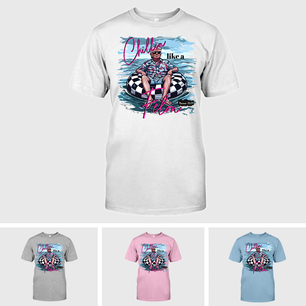 T-shirt « Chillin Like A Felon Trump », T-shirt humoristique Trump 2024, T-shirts Trump été 2024, Cadeaux de soutien à Trump