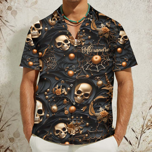 White Skull - Personalized Skull Hawaiian Shirt