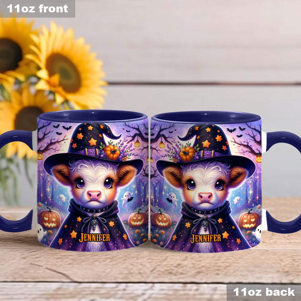 Baby Highland Cow Witch Halloween - Personalized Accent Mug
