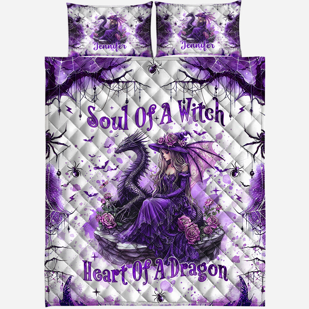 Soul Of A Witch Heart Of A Dragon - Personalized Witch Quilt Set