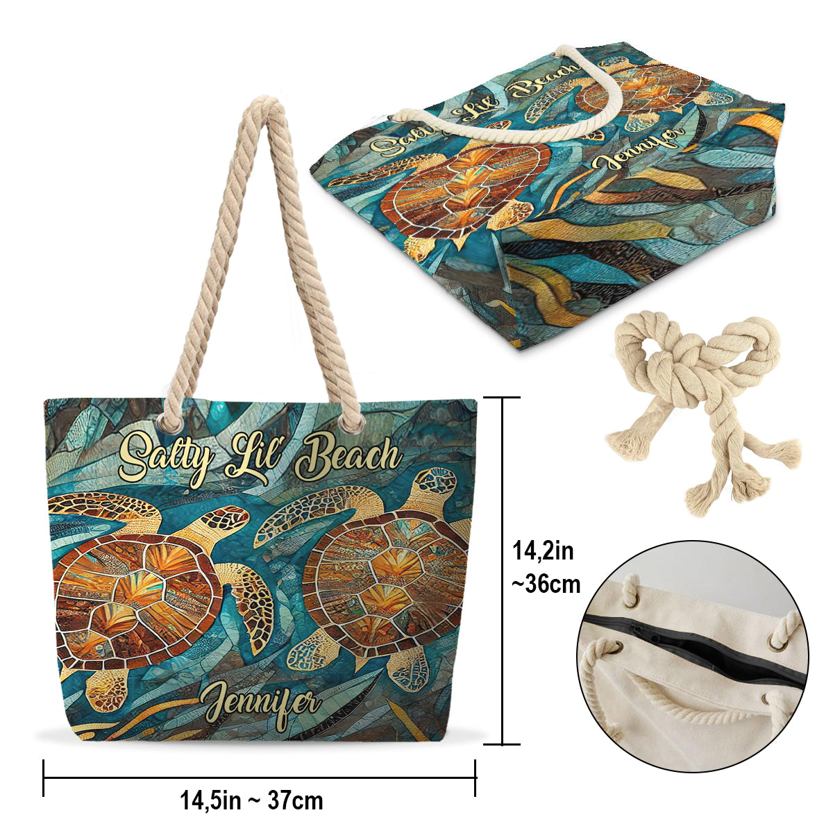 Salty Lil Beach - Personalized Turtle Beach Bag