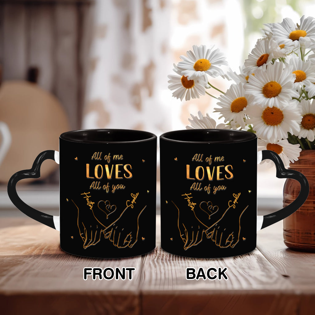 De notre premier baiser à notre dernier souffle - Mug personnalisé pour couple avec anse en forme de cœur