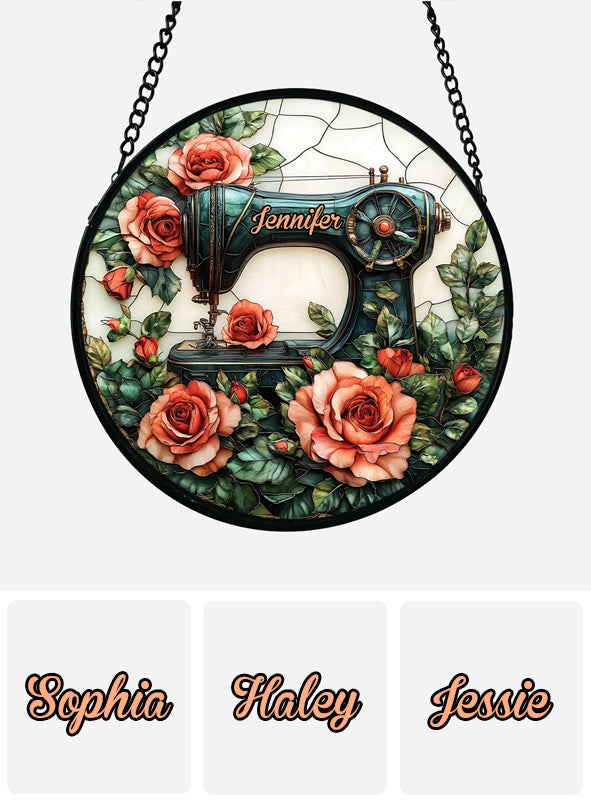 Beautiful Sewing Machine - Personalized Sewing Stained Glass Suncatcher