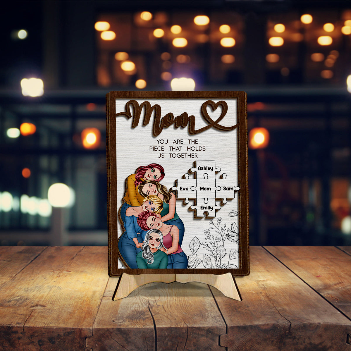 Maman, tu es le pilier de notre couple - Plaque en bois personnalisée à 2 couches « Maman »