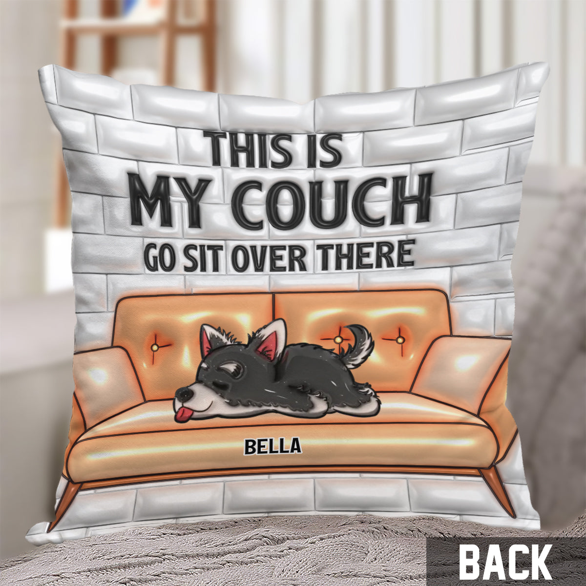 Coussin décoratif personnalisé pour chien « Ceci est mon canapé »