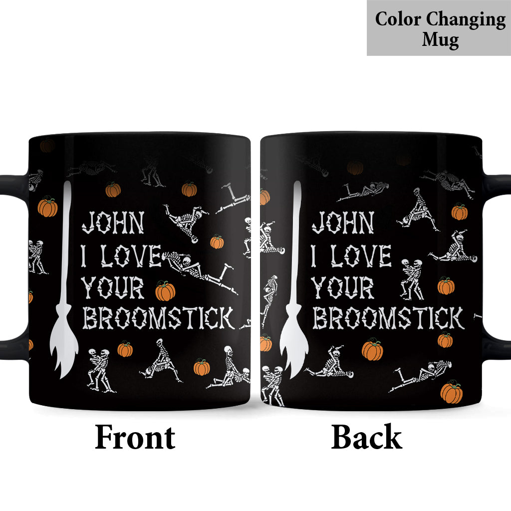 Mug personnalisé pour couple « J’aime vos citrouilles / balai »