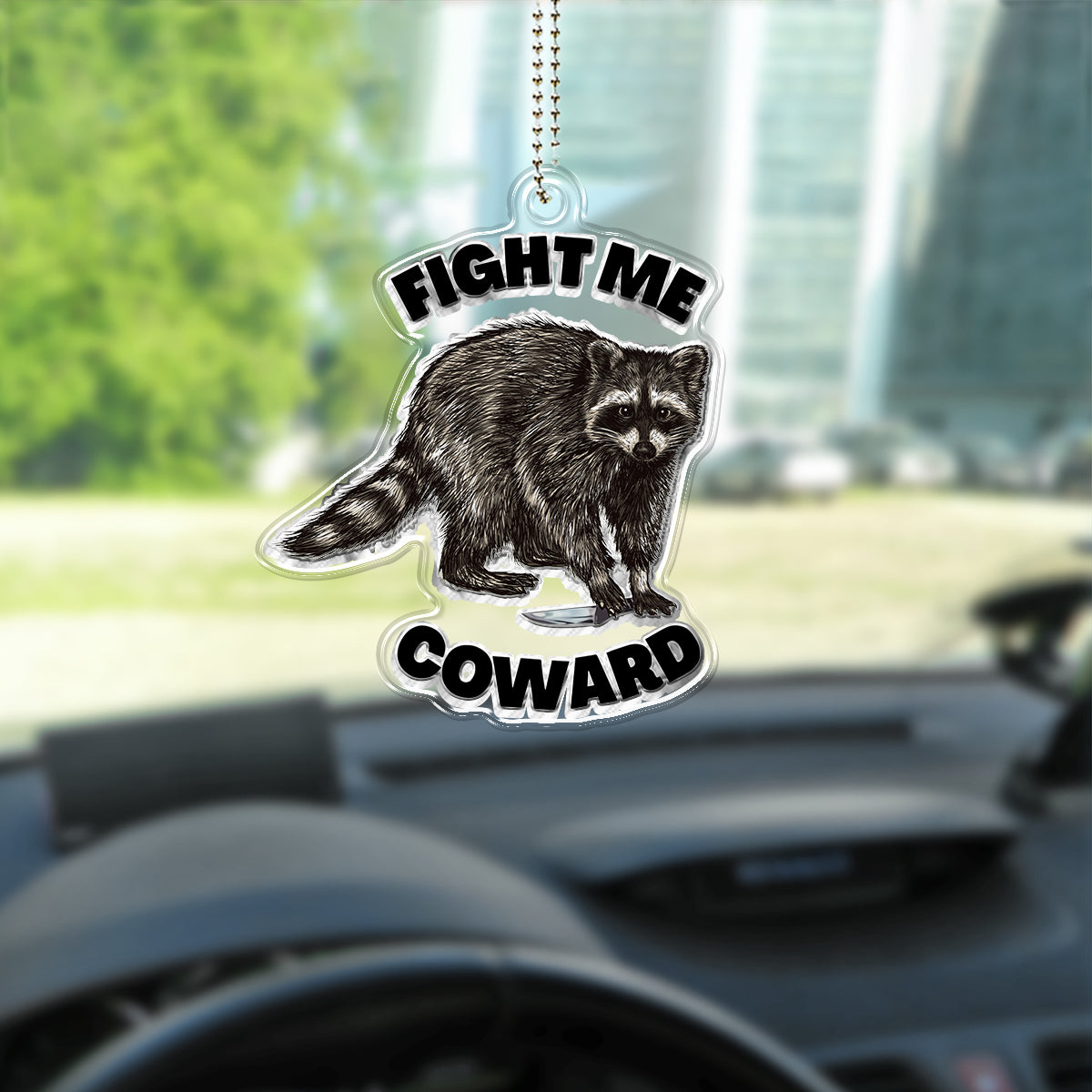 Combattez-moi - Ornement de voiture personnalisé en forme de raton laveur