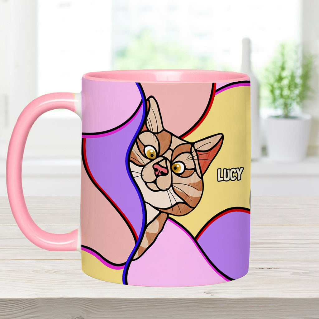 Mug personnalisé à motif chat « Chats qui regardent »