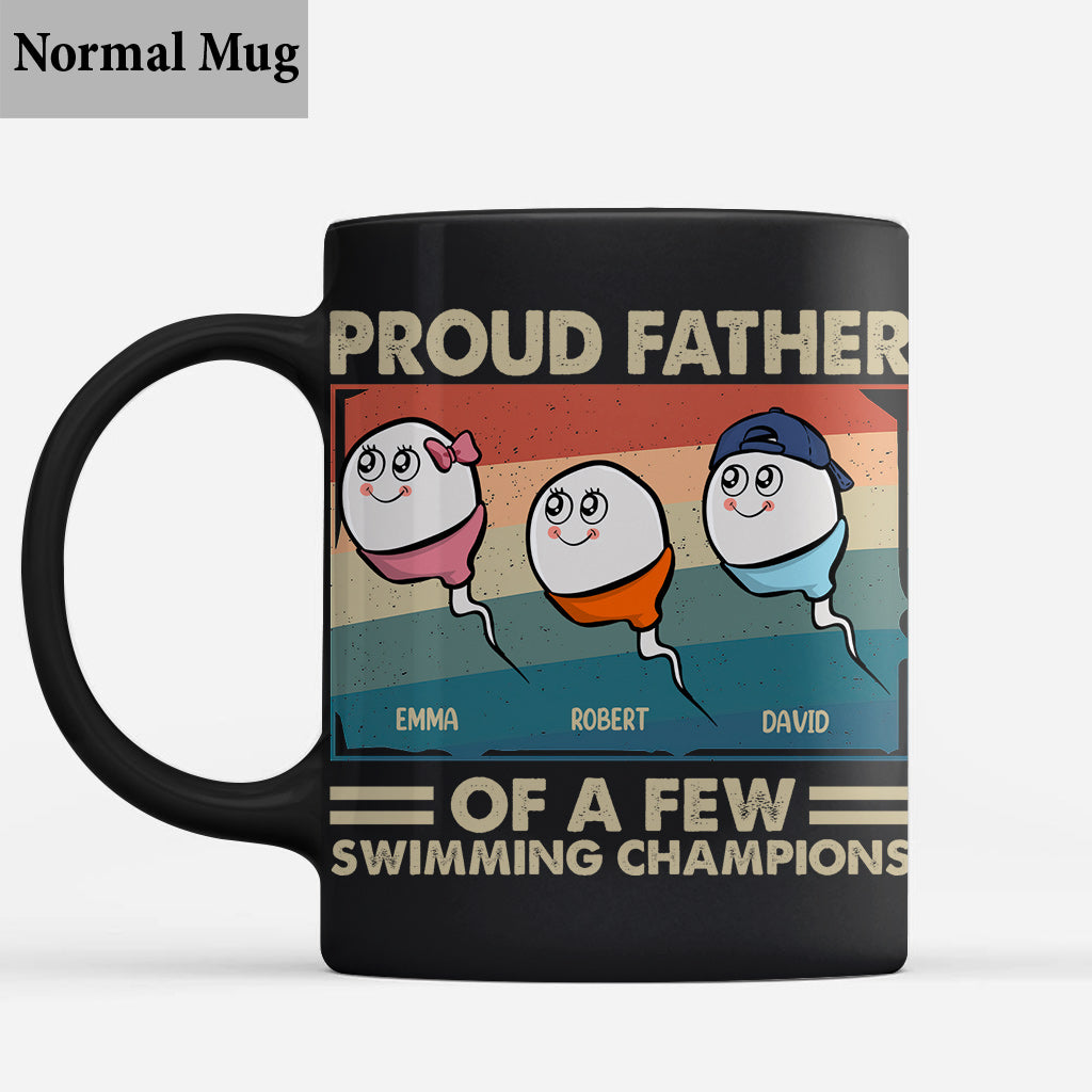 Mug personnalisé « Fier papa, père de plusieurs champions de natation »
