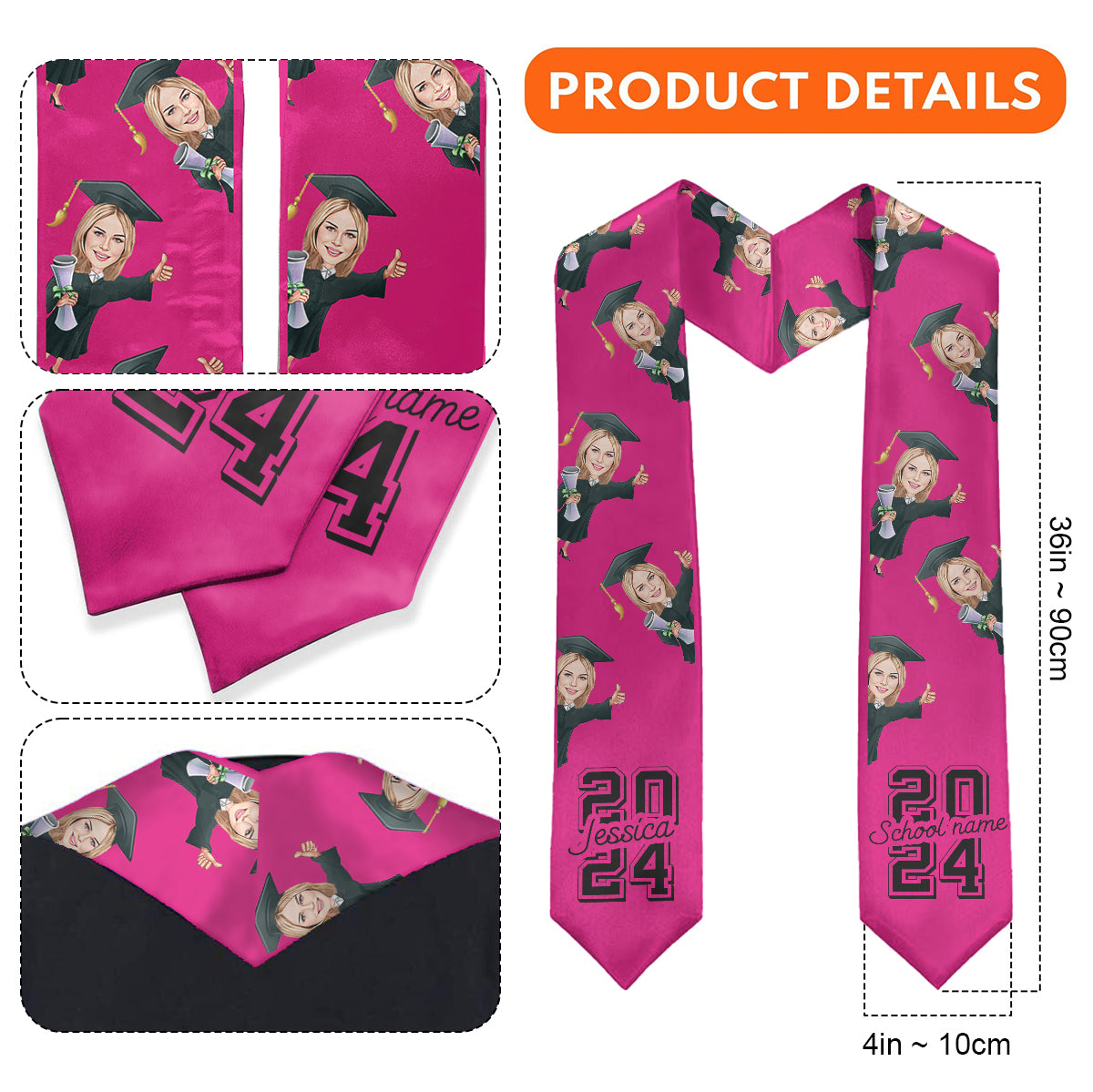 Caricature Funny Character - Personalized Graduation Graduation Stole