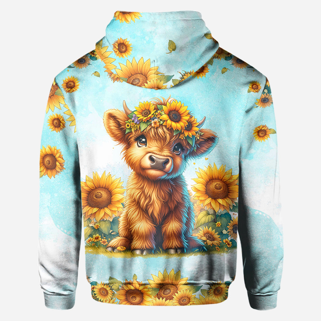 Love Being Called Grandma Highland Cow Sunflower - Personalized All Over Shirt