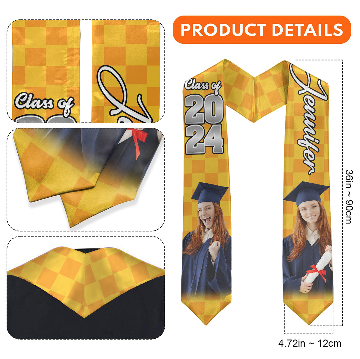 Photo Custom Graduation Stole Sash - Personalized Graduation Graduation Stole