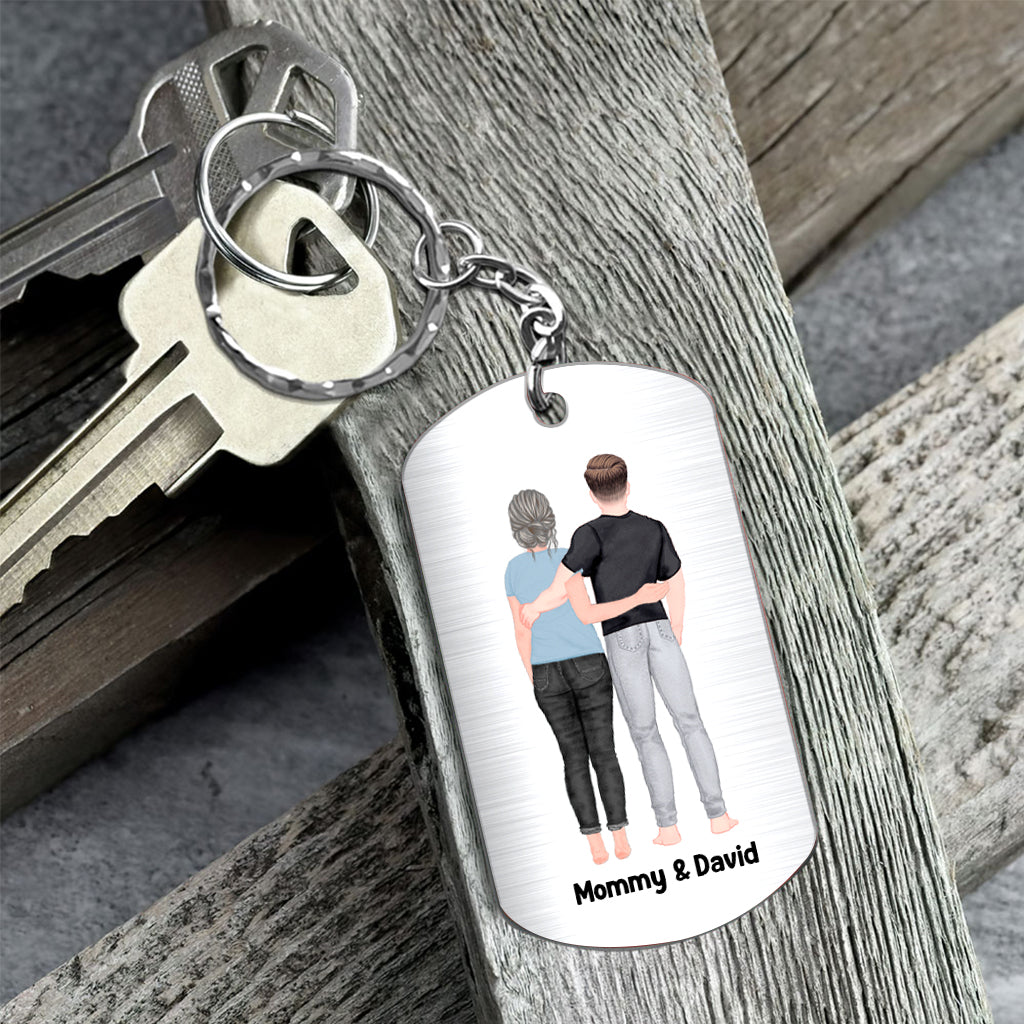 To My Son From Mom Dad Happy Father‘s Day Back View - Personalized Son Stainless Steel Keychain