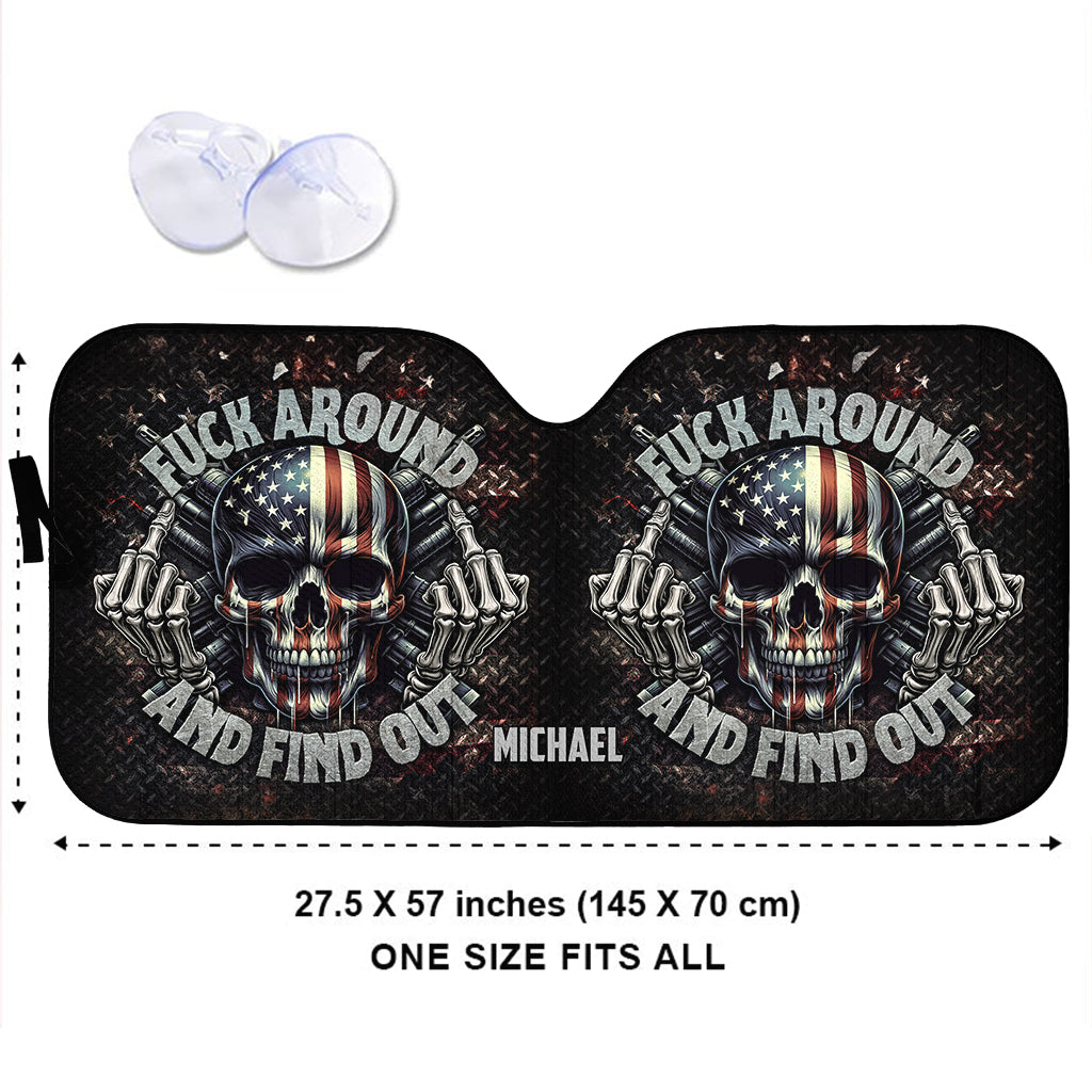 Pare-soleil de voiture personnalisé en forme de crâne avec drapeau américain