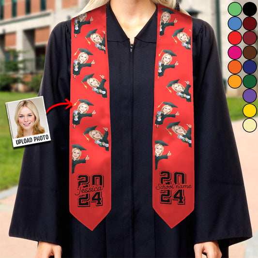 Caricature Funny Character - Personalized Graduation Graduation Stole