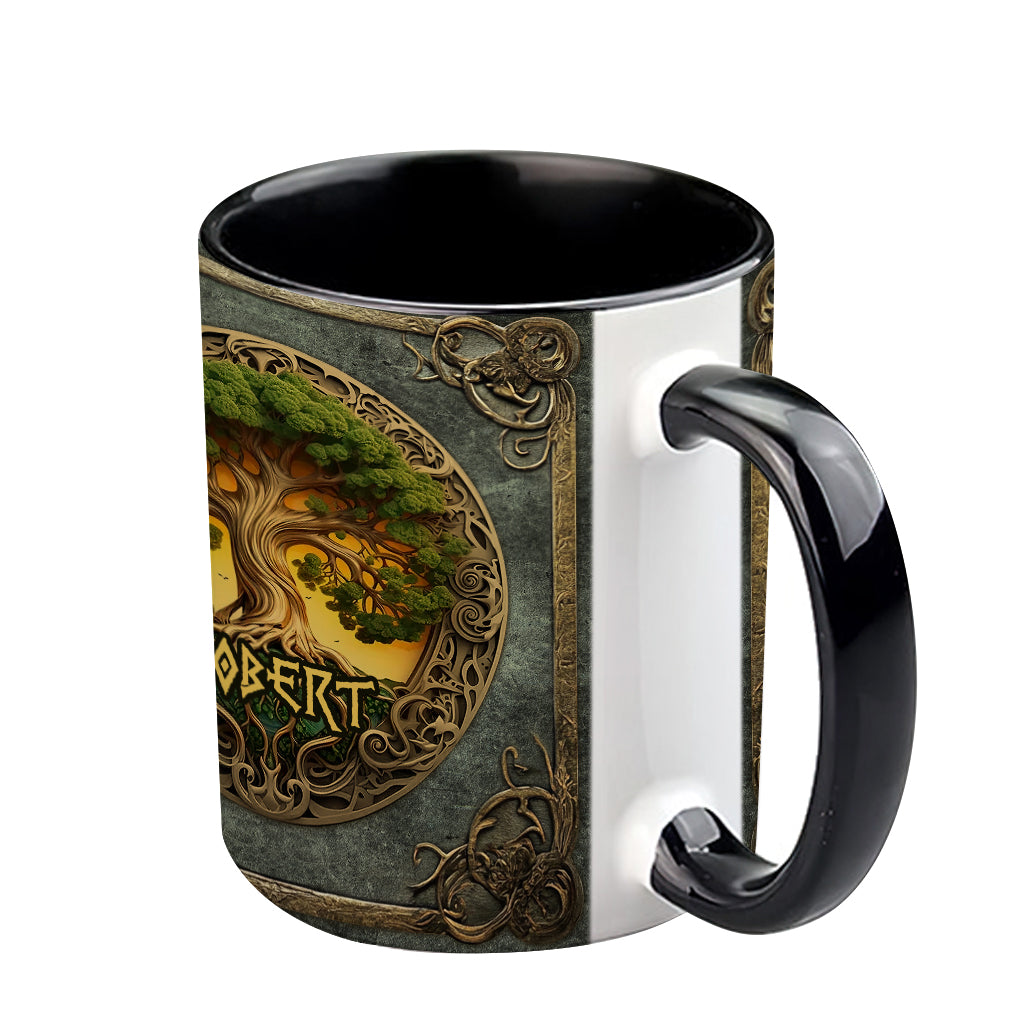 Mug personnalisé style rustique inspiré de la mythologie scandinave et de l'Arbre de Vie - Mug à accent irlandais