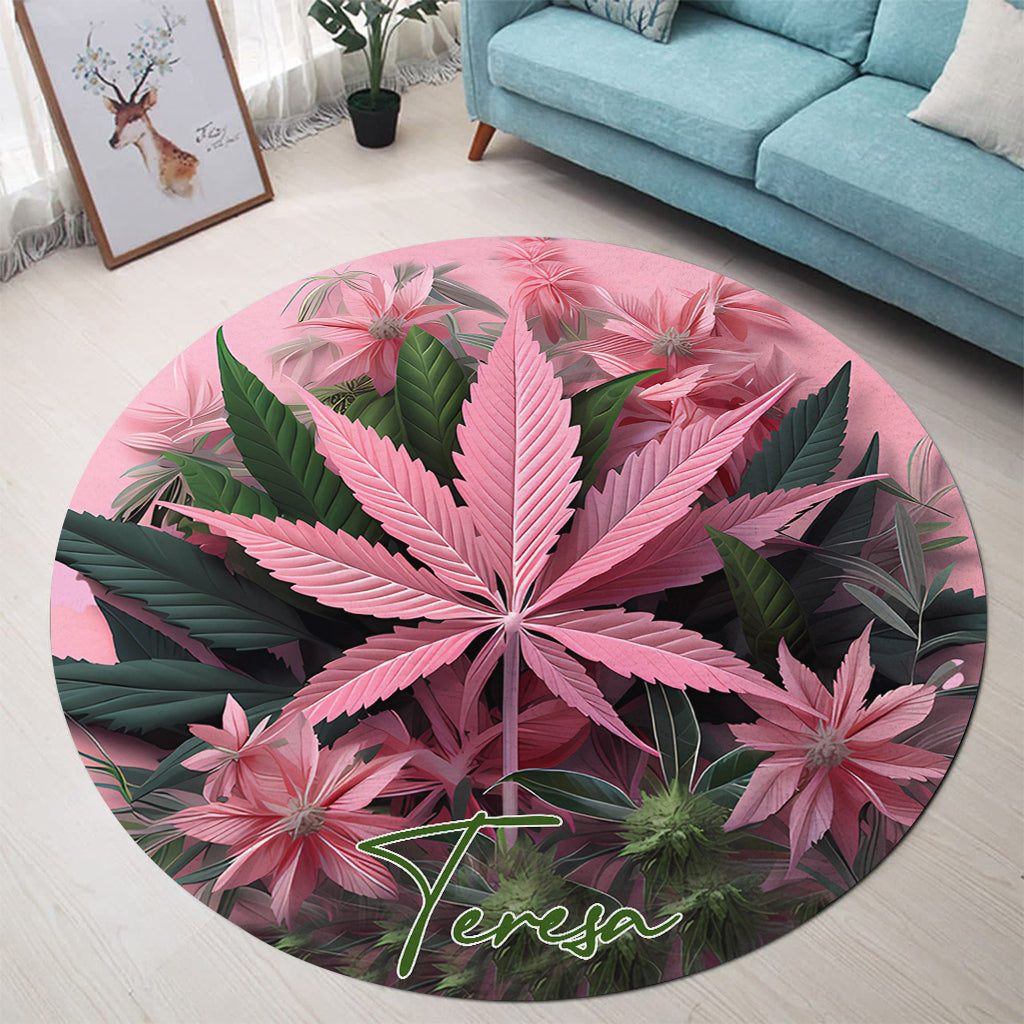Tapis rond personnalisé Pink In My Area - Weedes