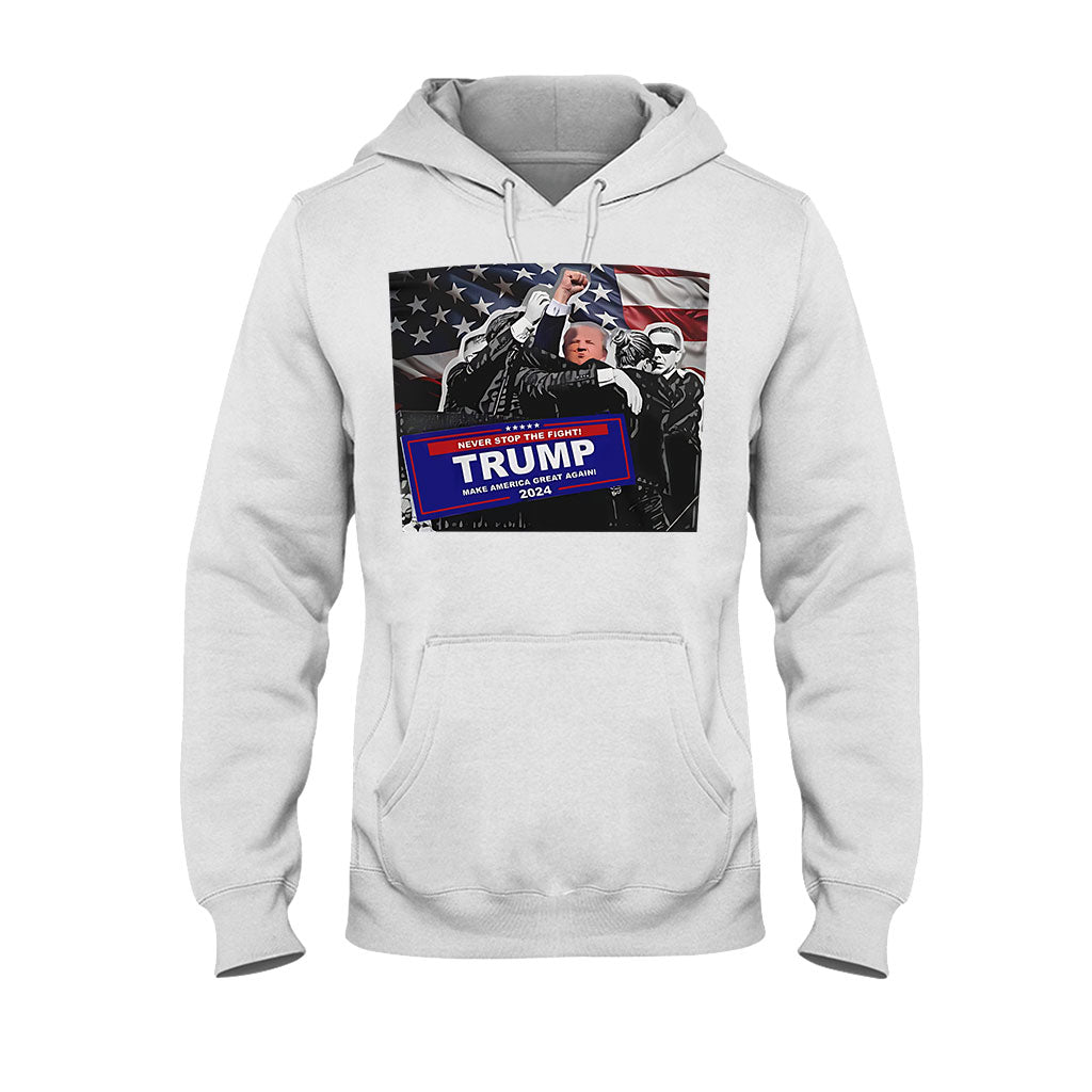 T-shirt « Unis nous sommes forts », T-shirt « Jamais de reddition », T-shirt « Luttons pour l’Amérique », T-shirt « Rassemblement 2024 », T-shirt « Luttons, combattons, combattons »