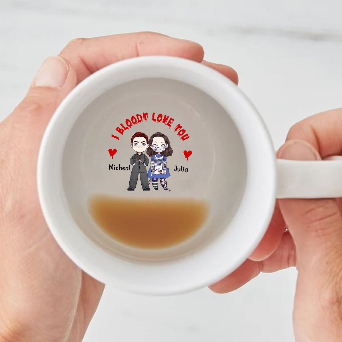 Je t'aime à la folie - Mug personnalisé pour couple avec message caché