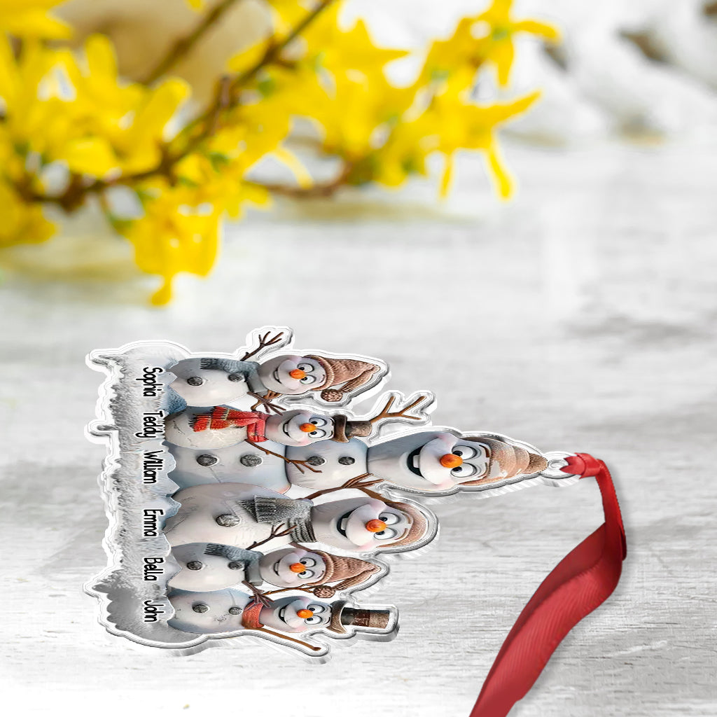 Famille Bonhomme de Neige - Ornement familial personnalisé en forme de famille