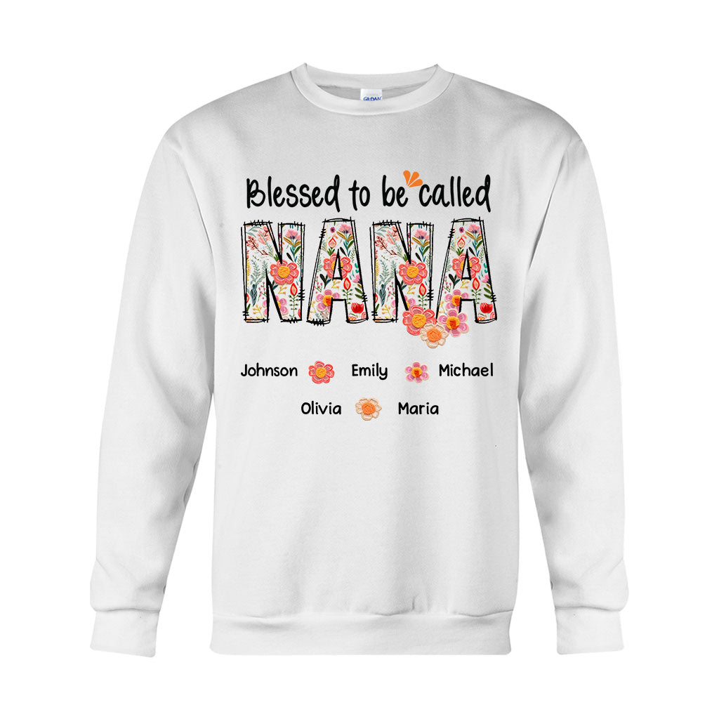 T-shirt et sweat à capuche personnalisés « Bénie d'être appelée Nana » style floral