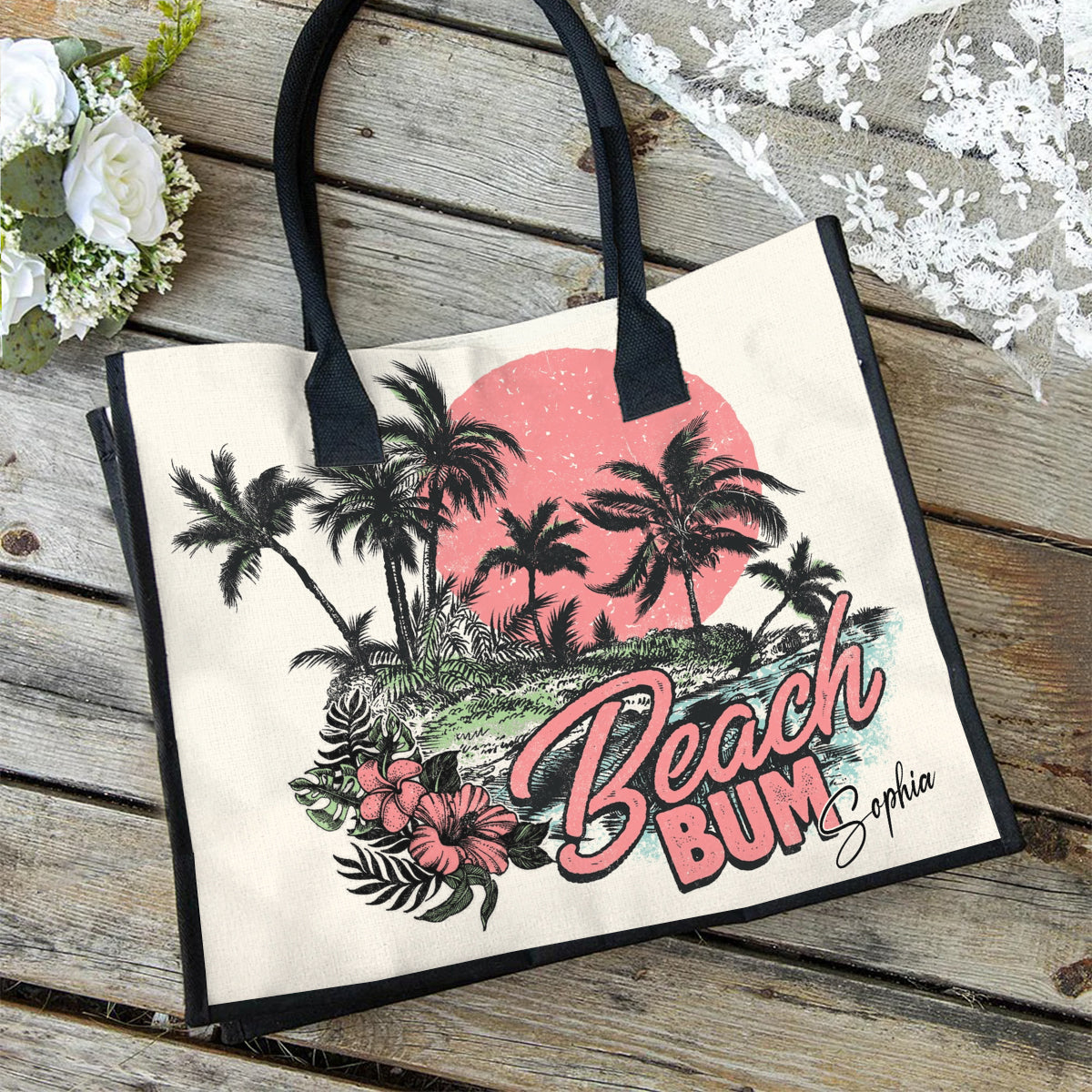Beach Bum - Personalized Sea Lover Canvas Tote Bag