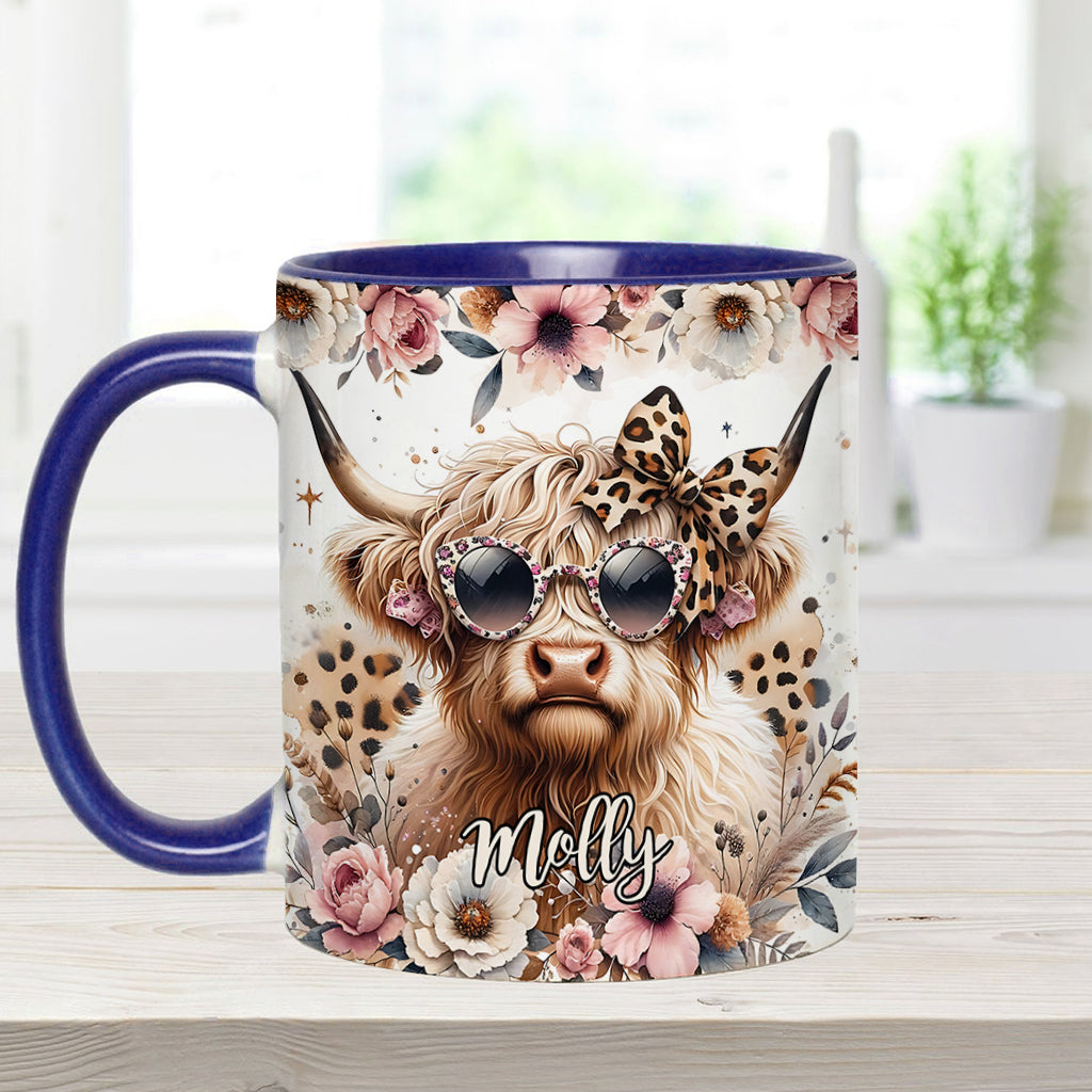 Mug personnalisé « Vache cool avec lunettes léopard »