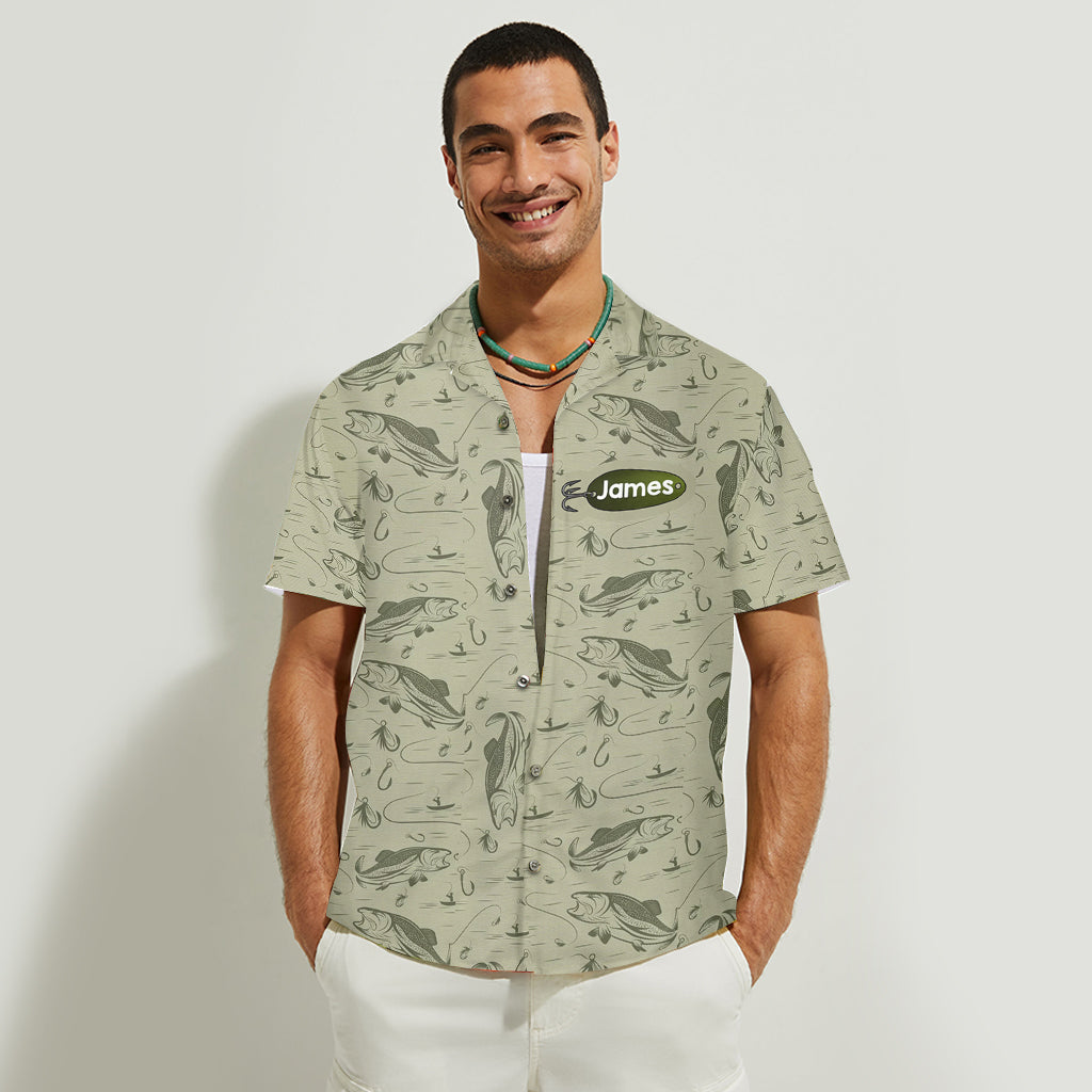 Accro à être papa/grand-père... - Chemise hawaïenne de pêche personnalisée