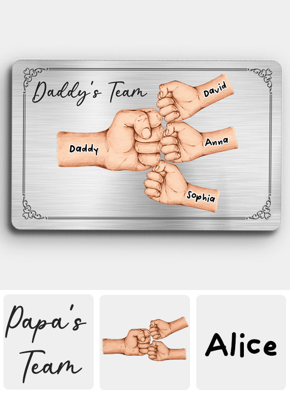 L'équipe de papa - Carte personnalisée pour portefeuille du père