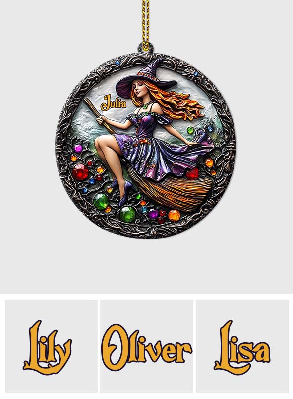 Beautiful Witch - Personalized Witch Shaped Aluminium Ornament (Print On Both Side)