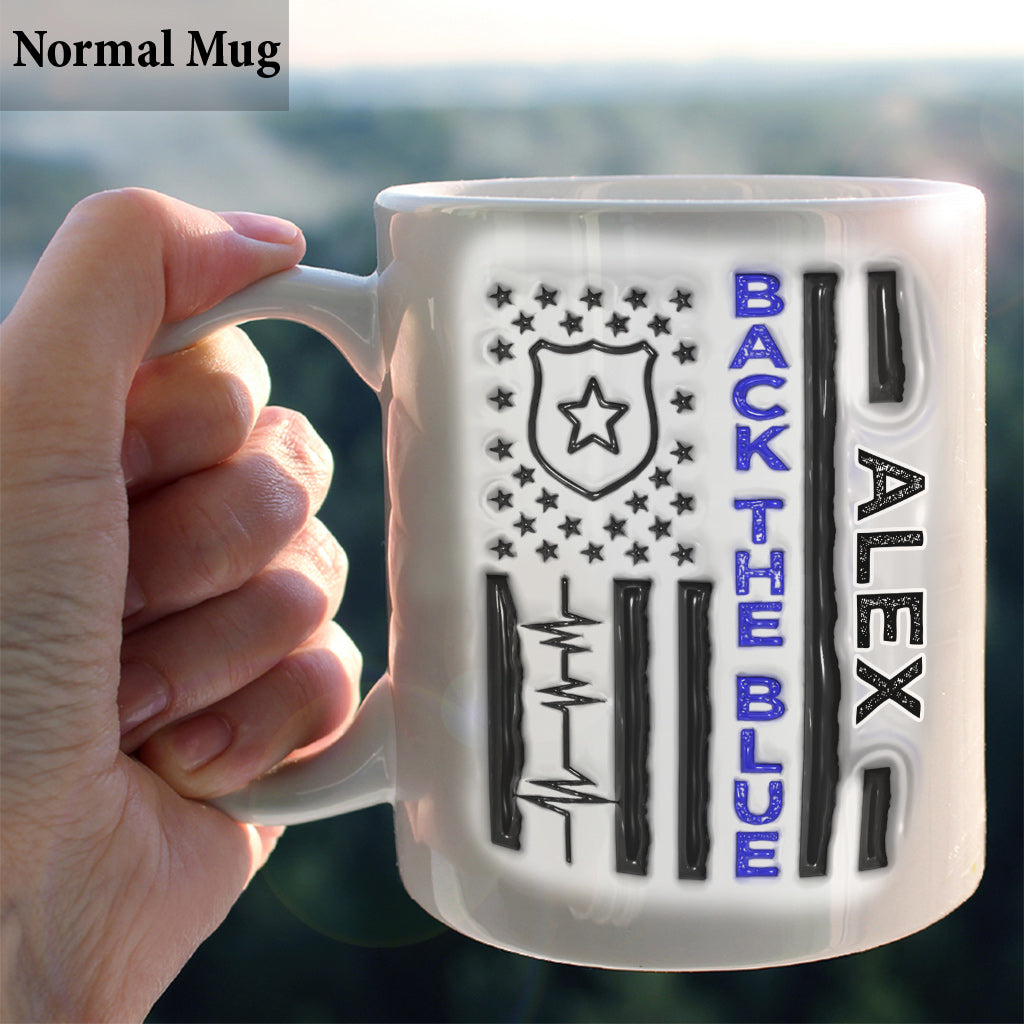 Mug personnalisé « Soutien aux forces de l'ordre » pour le 4 juillet - Fête nationale américaine