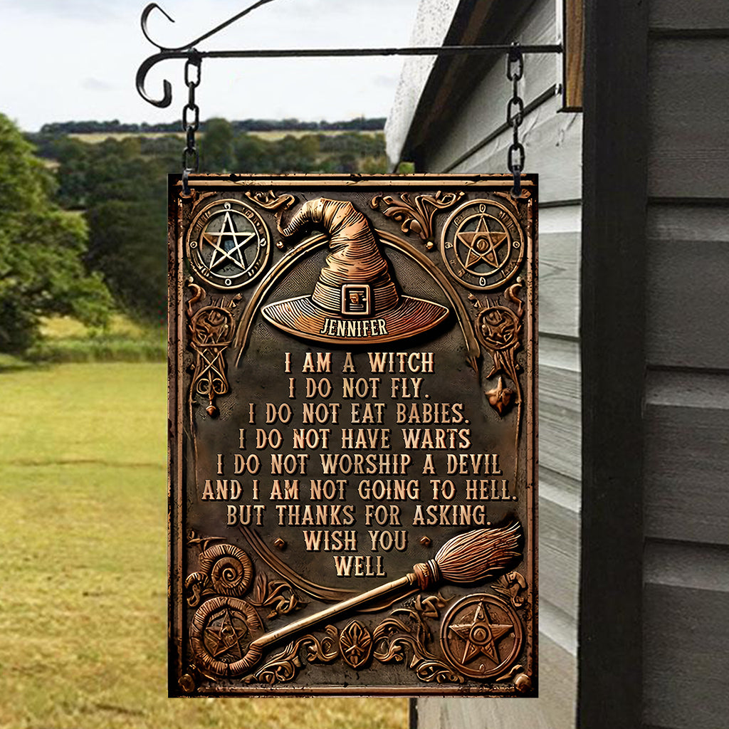 Je suis une sorcière - Panneau métallique rectangulaire personnalisé « Sorcière »