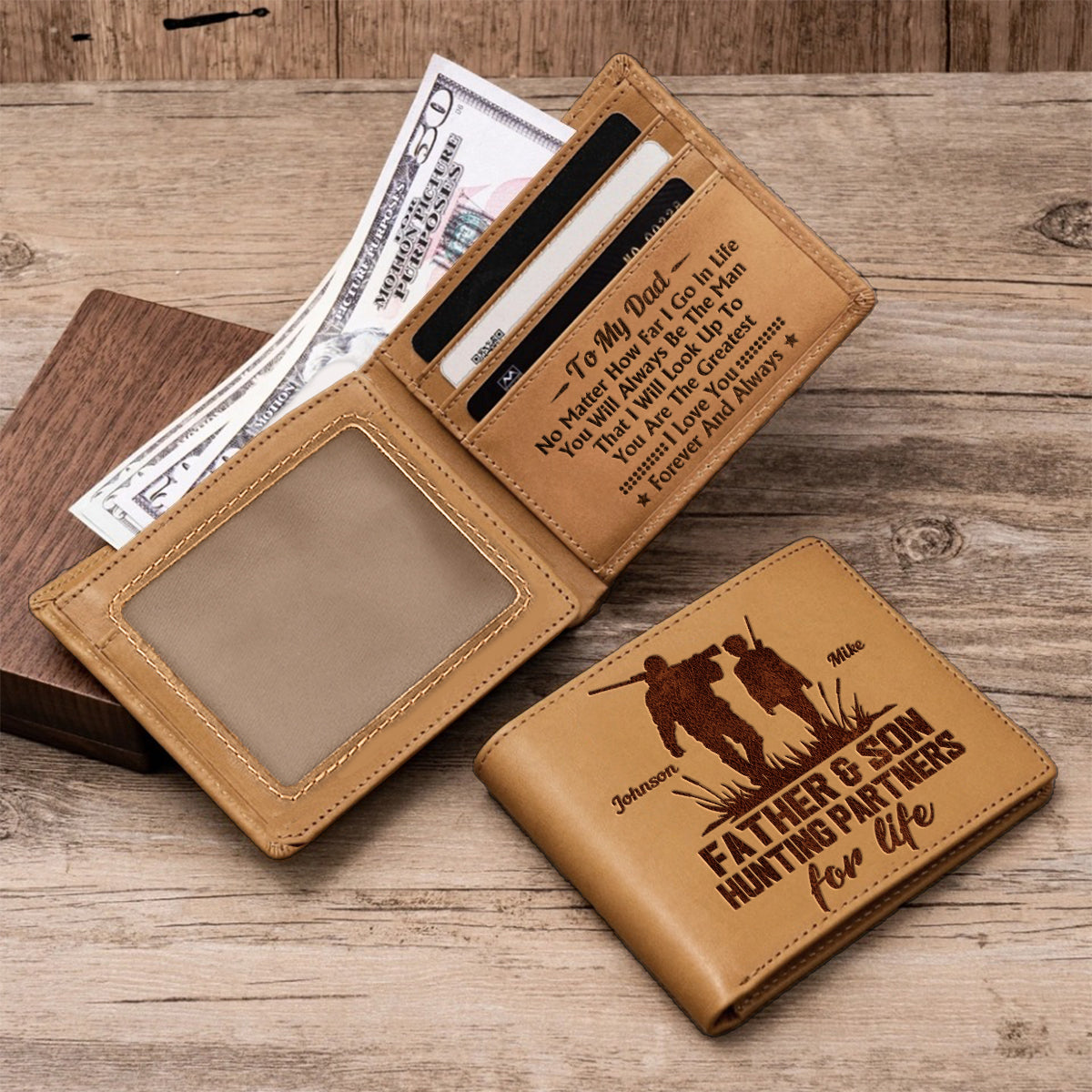 À mon père - Portefeuille en cuir personnalisé