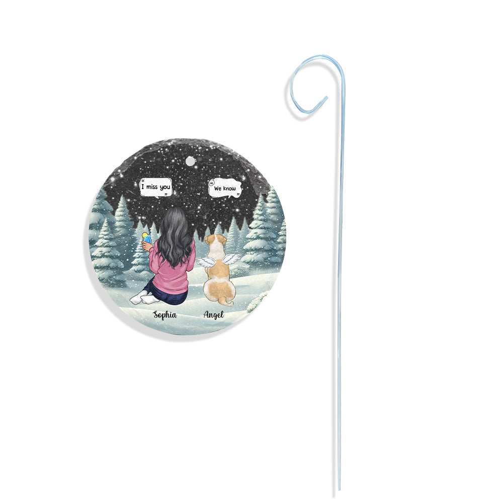 Tu me manques - Ardoise ronde personnalisée pour chien à suspendre au jardin