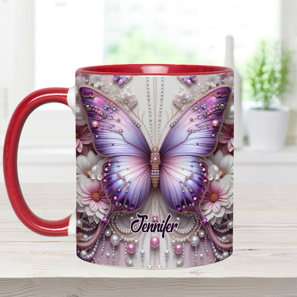Floral Butterflies - Personalized Butterfly Accent Mug