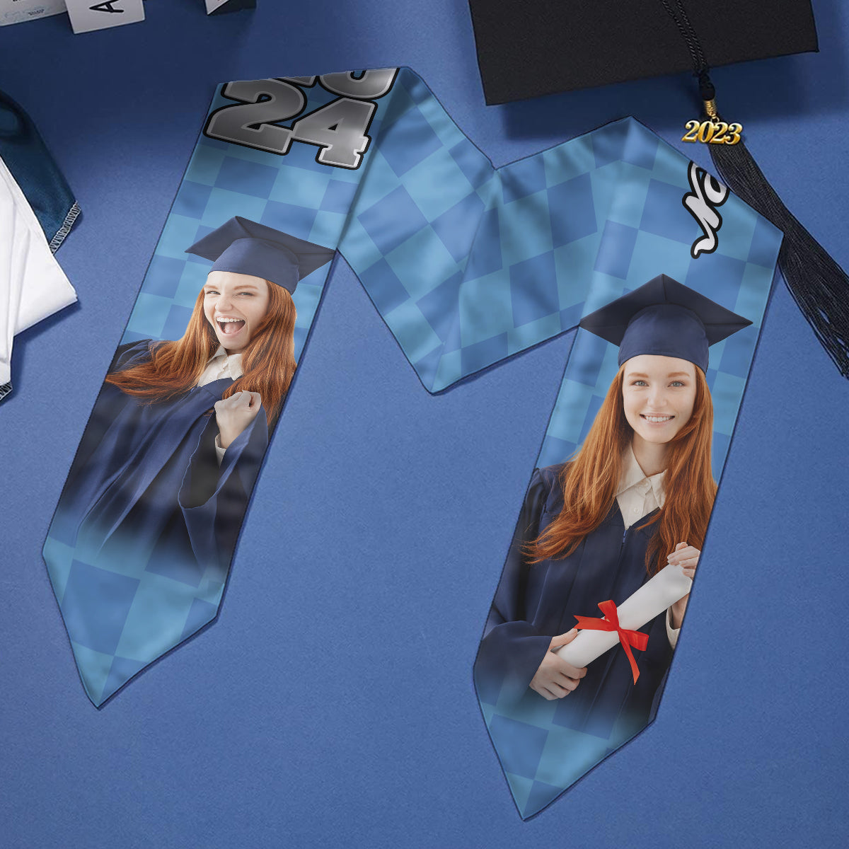 Écharpe de remise de diplôme personnalisée avec photo - Étole de remise de diplôme personnalisée 