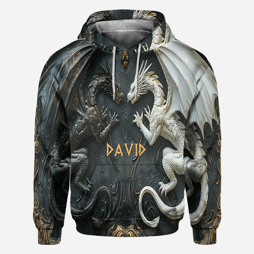 T-shirt personnalisé « J’adore les dragons » avec motif dragon intégral